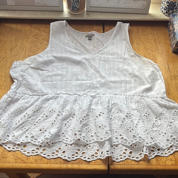 White Lace Trim Women's Top falls creek size 3X - Picture 1 of 5
